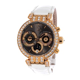 Harry Winston Harry Winston Premier Chronograph Automatic Watch Rose Gold and Alligator with Diamond