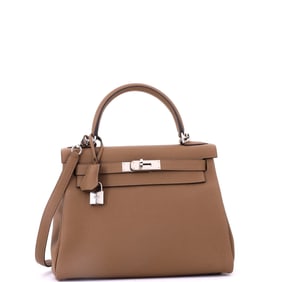 Hermes Hermes Kelly Handbag Brown Togo with Palladium Hardware 28