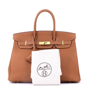 Hermes Hermes Birkin Handbag Brown Togo with Gold Hardware 35