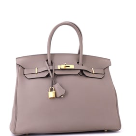 Hermes Hermes Birkin Handbag Grey Togo with Gold Hardware 35