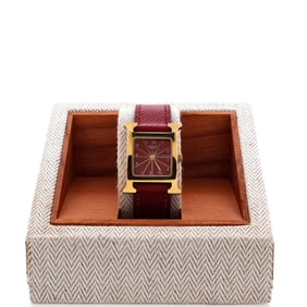 Hermes Hermes Heure H Quartz Watch Plated Metal and Leather 21