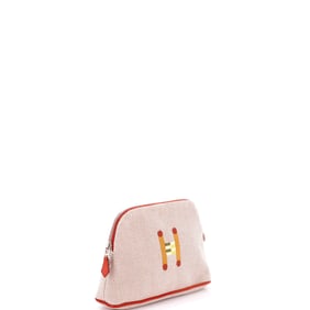 Hermes Hermes Bolide Crazy H Travel Pouch Embroidered Canvas Mini