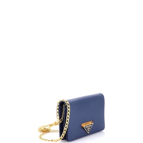 Prada Prada Flip Lock Wallet on Chain Clutch Saffiano Leather Small