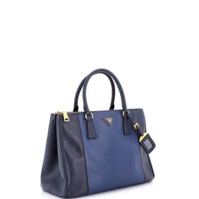 Prada Prada Bicolor Double Zip Lux Tote Saffiano Leather Medium