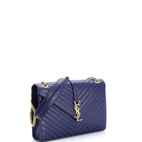 Saint Laurent Saint Laurent Classic Monogram Envelope Satchel Matelasse Chevron Leather Large