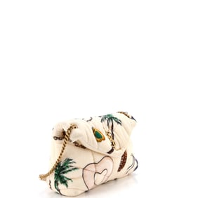 Saint Laurent Saint Laurent Loulou Puffer Shoulder Bag Quilted Printed Terry Cloth Small