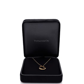 Tiffany & Co. Tiffany & Co. Elsa Peretti Open Heart 5 Diamonds Pendant Necklace 18K Yellow Gold and