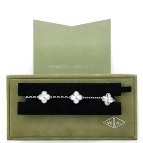 Van Cleef & Arpels Van Cleef & Arpels Vintage Alhambra 5 Motifs Bracelet Guilloche 18K White Gold