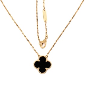 Van Cleef & Arpels Van Cleef & Arpels Vintage Alhambra Pendant Necklace 18K Yellow Gold and Onyx