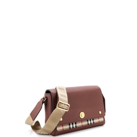Burberry Burberry Note Crossbody Bag Leather with Vintage Check Canvas Medium