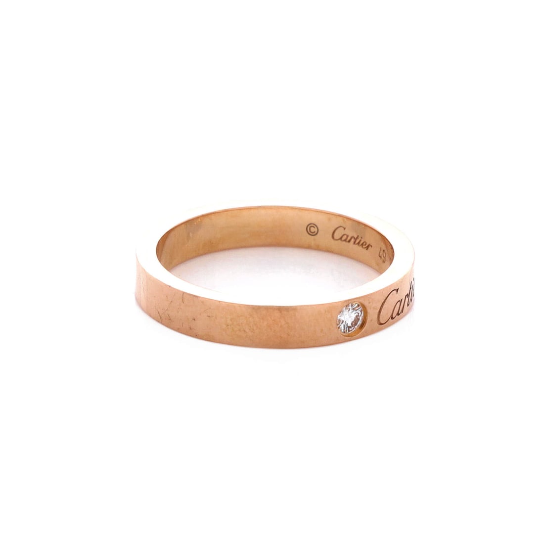 Cartier Cartier C de Cartier Wedding Band Ring 18K Rose Gold with Diamond: Authentic Cartier Cartier C de Cartier Wedding Band Ring 18K Rose Gold with Diamond. If your closet could talk, it would ask for this. A signature piece that plays well with everything. It will do the