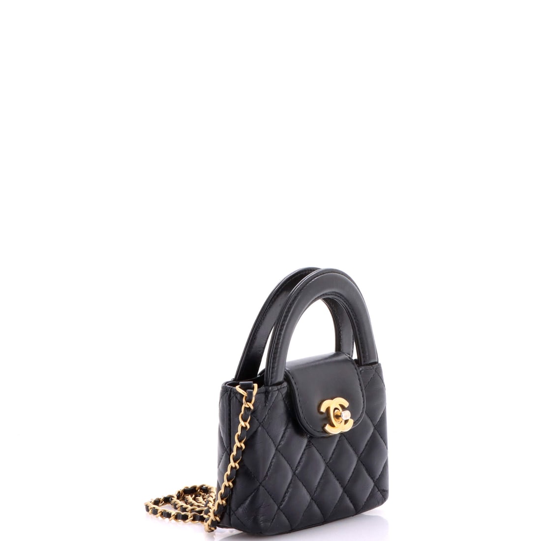 Chanel Chanel Kelly Top Handle Shopping Bag Quilted Shiny Aged Calfskin Nano (1 of 7)