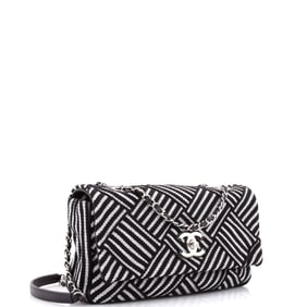 Chanel Chanel CC Flap Bag Woven Striped Canvas Medium