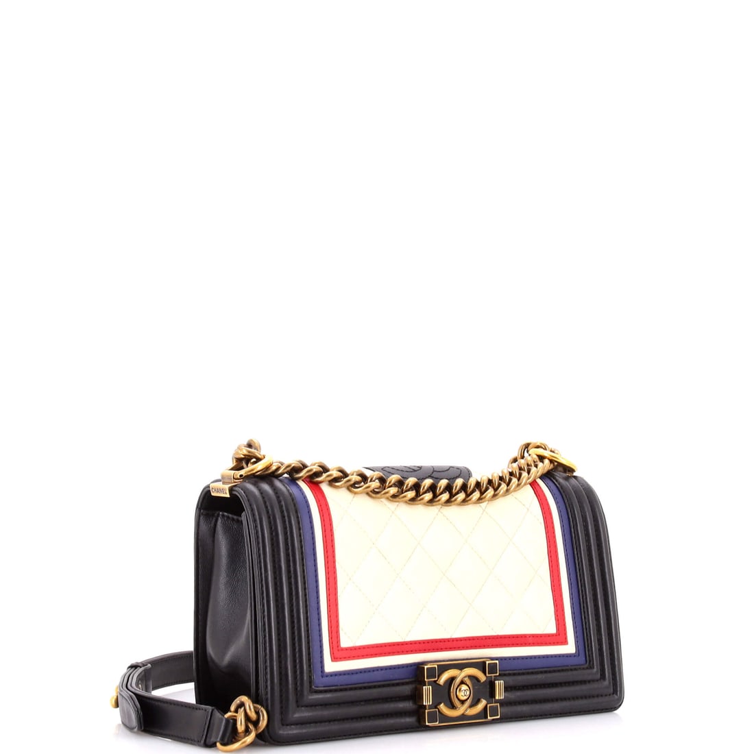 Chanel Chanel Crest Boy Flap Bag Quilted Lambskin Old Medium (1 of 8)