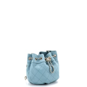 Chanel Chanel CC Chain Drawstring Bucket Bag Stitched Calfskin Small