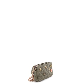 Chanel Chanel Cuba Charms Double Zip Clutch with Chain Quilted Canvas