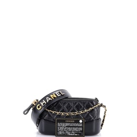 Chanel Chanel Gabrielle Logo Handle Double Zip Clutch with Chain Quilted Aged Calfskin