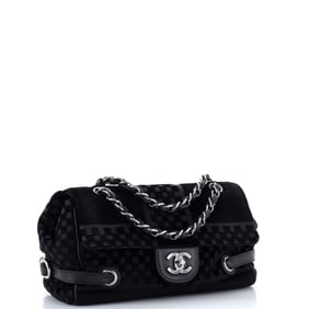 Chanel Chanel Vintage CC Side Belted Flap Bag Check Embossed Velvet Medium
