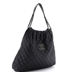 Chanel Chanel CC Elastic Shoulder Bag Quilted Caviar Large