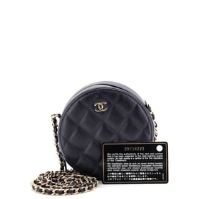 Chanel Chanel Round Clutch with Chain Quilted Caviar Mini
