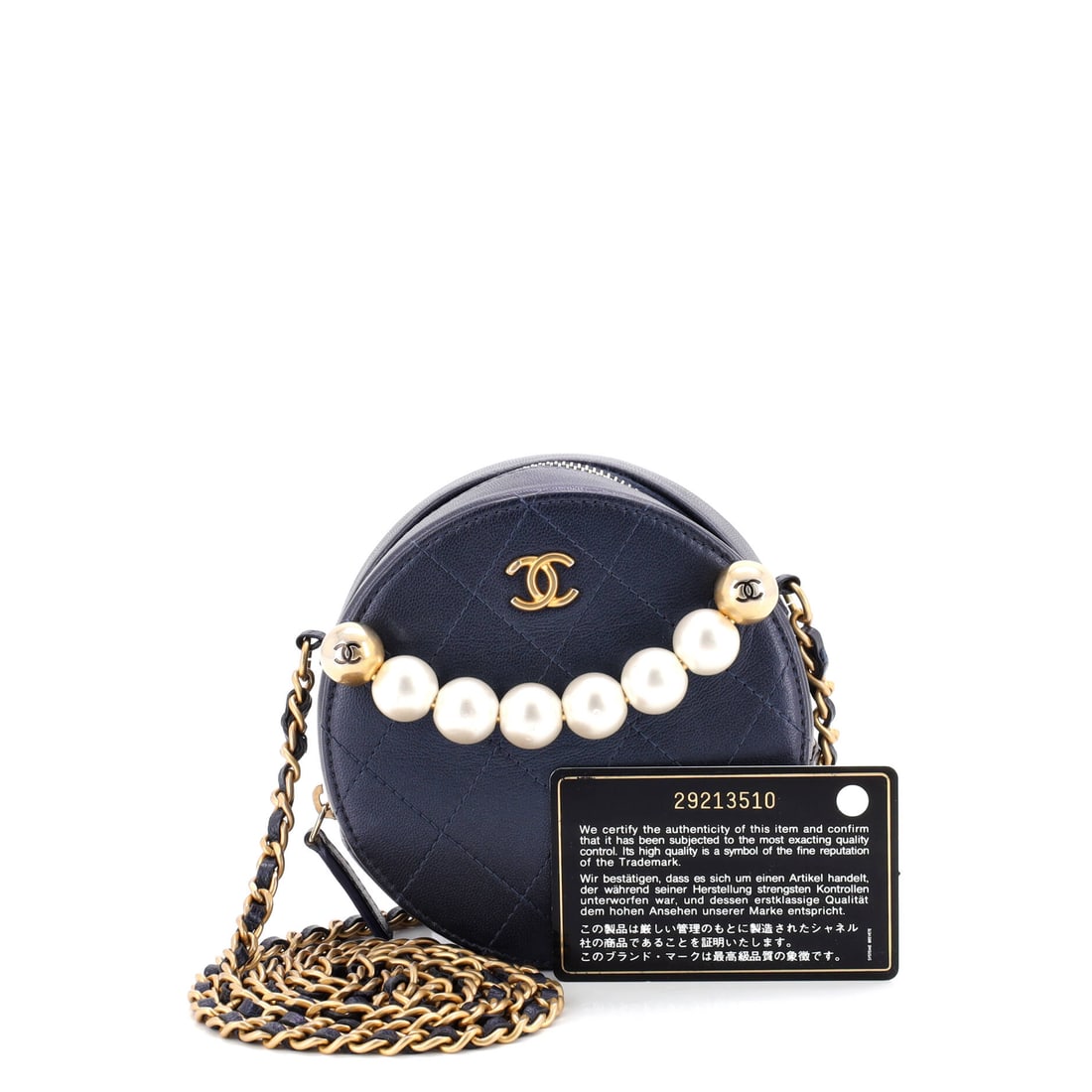 Chanel Chanel Chic Pearls Round Clutch with Chain Quilted Lambskin (1 of 7)