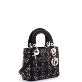 Christian Dior Christian Dior Lady Dior Bag Crystal Embellished Cannage Quilt Satin Mini