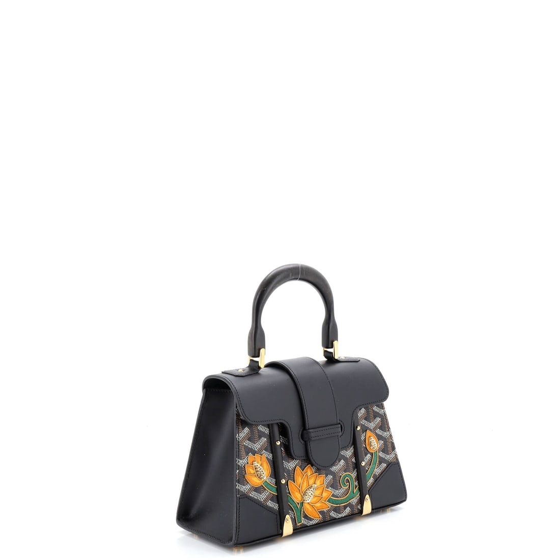 Goyard Goyard Structured Saigon Top Handle Bag Coated Canvas with Leather Mini: Authentic Goyard Goyard Structured Saigon Top Handle Bag Coated Canvas with Leather Mini. A certified glow-up for your rotation. Approximate dimensions are 5.0 by 8.0 by 3.0 inches. Equal parts functi