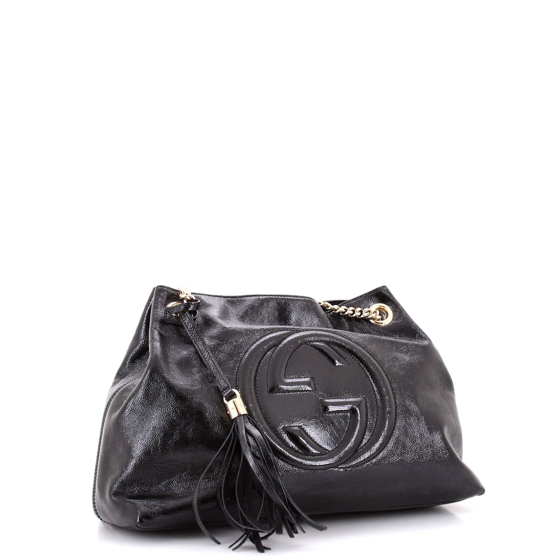 Gucci Gucci Soho Chain Strap Shoulder Bag Patent Medium: Authentic Gucci Gucci Soho Chain Strap Shoulder Bag Patent Medium. Measures about 10.5H x 14.5W x 5.0D inches. Low effort, high impact. That is the vibe. Instant polish, zero effort. A strong pick for