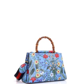 Gucci Gucci Nymphaea Top Handle Bag Floral Printed Leather Small