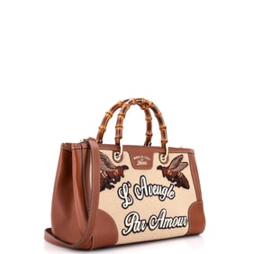 Gucci Gucci Bamboo Web Shopper Tote Embroidered Cross Stitch Canvas Medium
