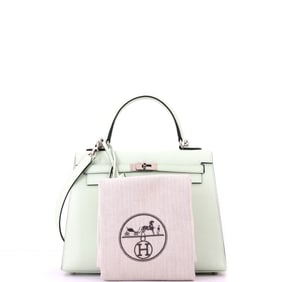 Hermes Hermes Kelly Handbag Green Epsom with Palladium Hardware 25