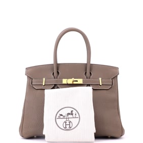 Hermes Hermes Birkin Handbag Grey Togo with Gold Hardware 30