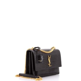 Saint Laurent Saint Laurent Sunset Crossbody Bag Crocodile Embossed Leather Medium