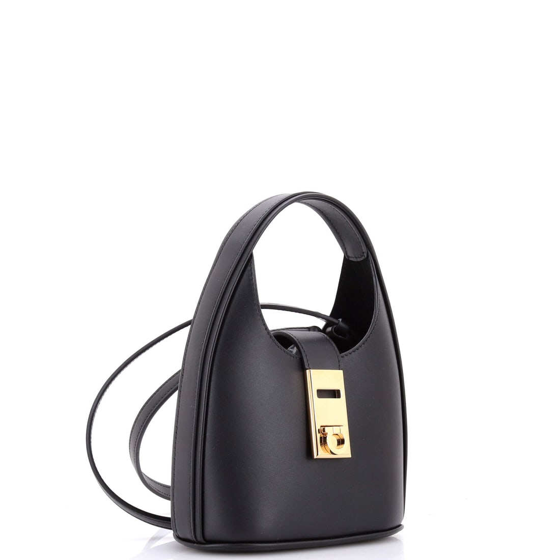 Salvatore Ferragamo Salvatore Ferragamo Gancini Buckle Hobo Leather Mini: The shortcut to looking put together. Meet your next go-to: authentic Salvatore Ferragamo Salvatore Ferragamo Gancini Buckle Hobo Leather Mini. Size check: 4.5 x 6.5 x 3.5 inches. A wardrobe anchor wi