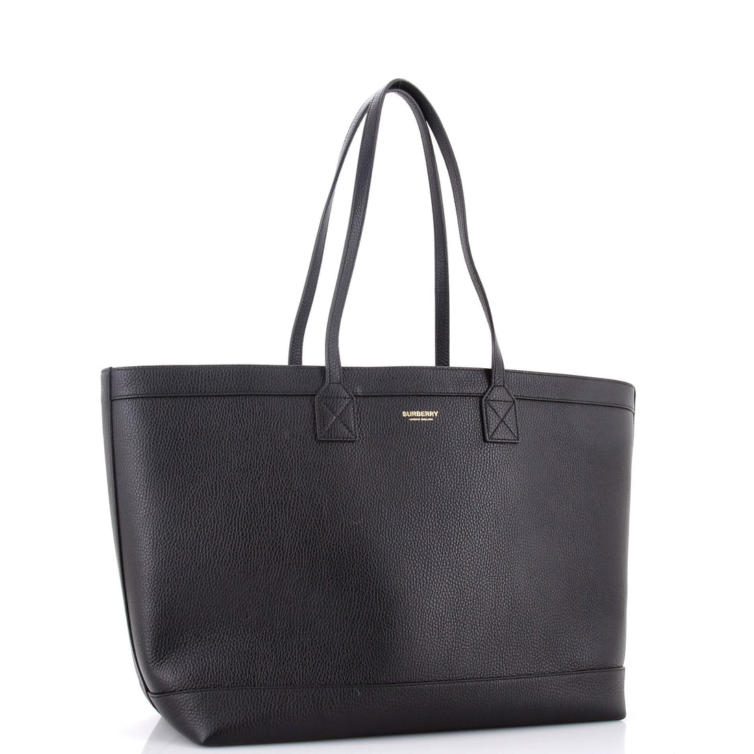 Burberry Shopping Tote Leather with Check Canvas Interior Medium (1 of 6)