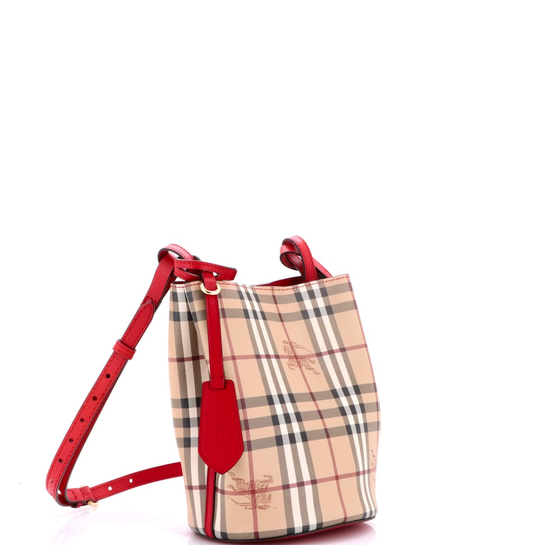 Burberry Lorne Bucket Bag Haymarket Coated Canvas Small: Masterfully designed by Burberry, this arm candy is pure editorial gold. Featuring the iconic Burberry Lorne Bucket Bag Haymarket Coated Canvas Small, its a testament to refined rebellion. The rich ne