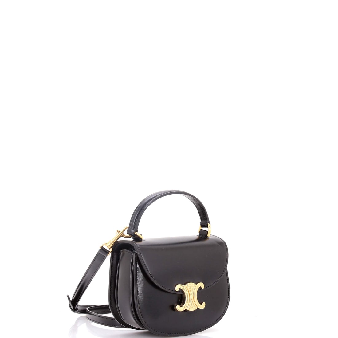 Celine Triomphe Besace Clea Top Handle Flap Bag Leather Mini: From the ateliers of Celine, this is no ordinary handbag it's a marvel. Featuring the iconic Celine Triomphe Besace Clea Top Handle Flap Bag Leather Mini, its a testament to refined rebellion. The ric