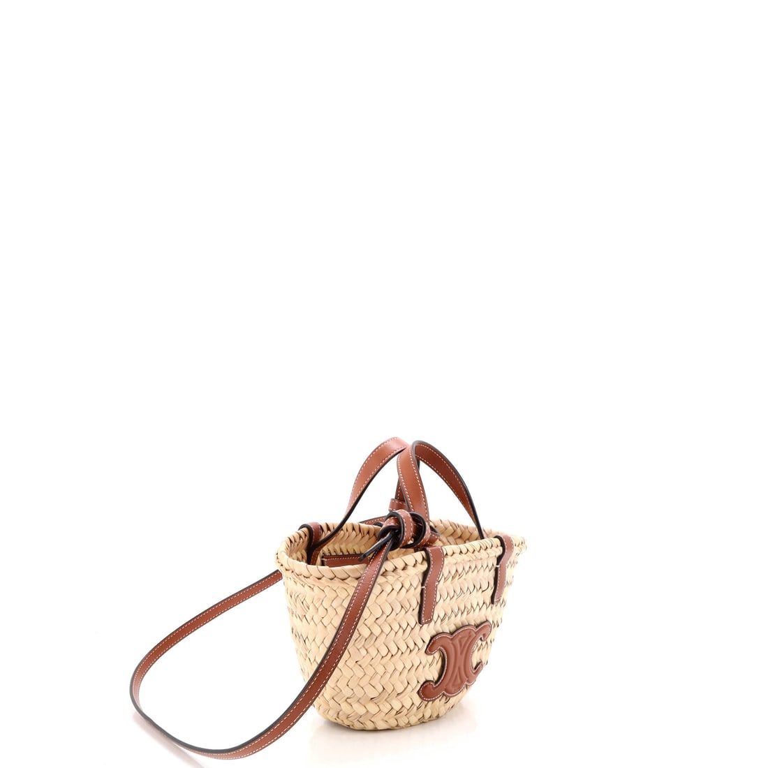 Celine Triomphe Basket Shoulder Bag Raffia with Leather Nano (1 of 6)
