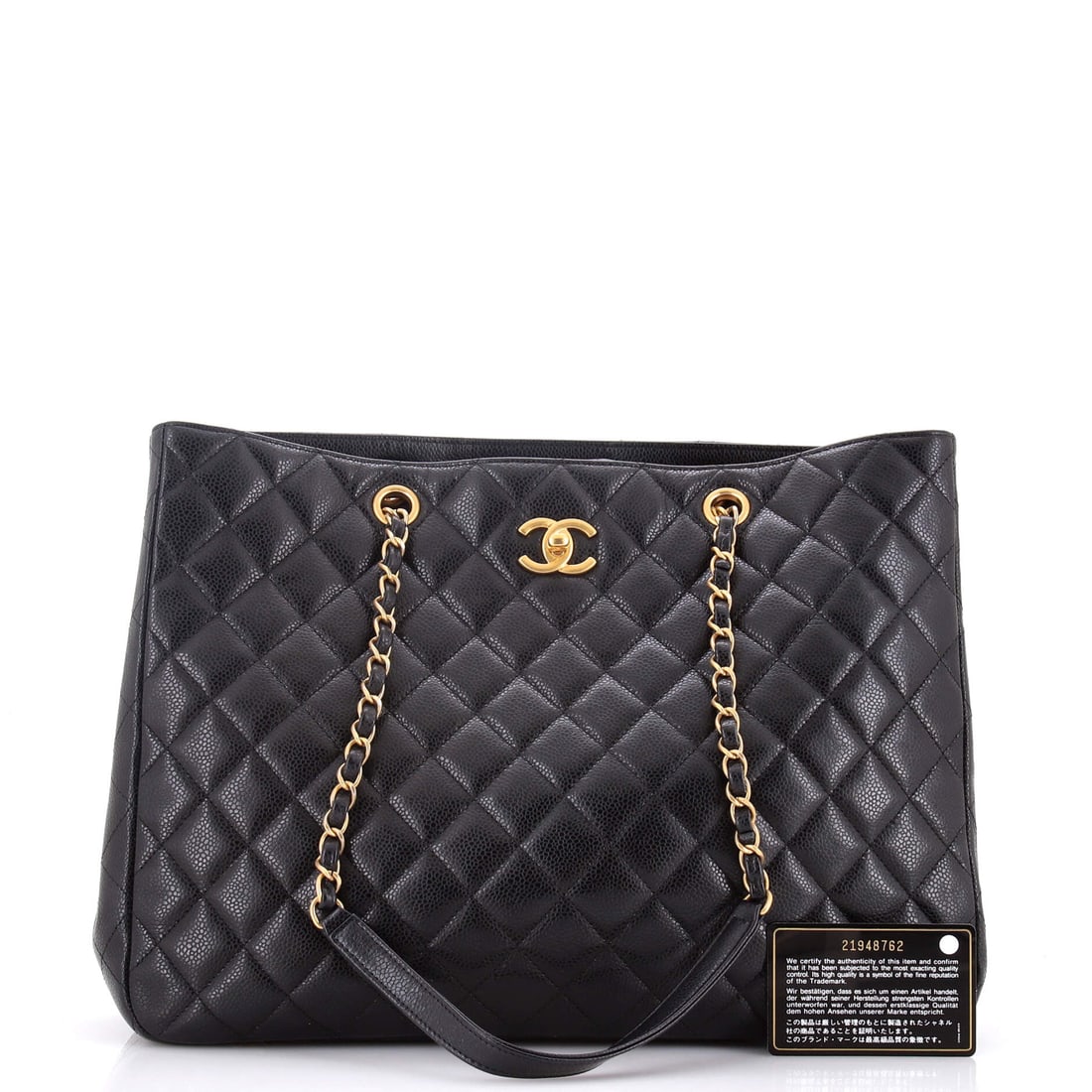 Chanel Classic CC Shopping Tote Quilted Caviar Large: Chanel delivers iconic form and fearless flair with this stunning creation. Featuring the iconic Chanel Classic CC Shopping Tote Quilted Caviar Large, its a testament to refined rebellion. The rich