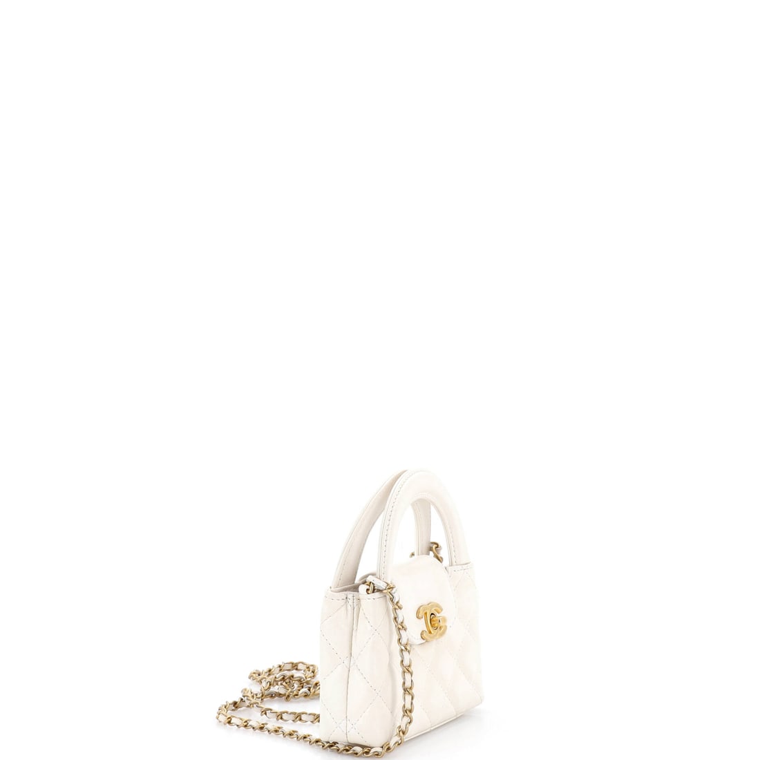 Chanel Kelly Top Handle Shopping Bag Quilted Shiny Aged Calfskin Nano: Luxury meets legend in this show-stopping Chanel piece, ready for your next grand entrance. Featuring the iconic Chanel Kelly Top Handle Shopping Bag Quilted Shiny Aged Calfskin Nano, its a testament