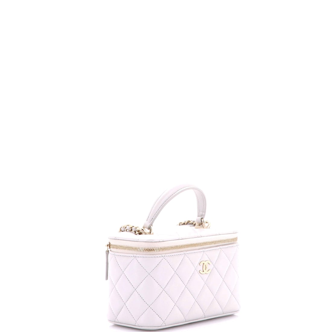 Chanel Classic Top Handle Vanity Case with Chain Quilted Lambskin Small: From the ateliers of Chanel, this is no ordinary handbag it's a marvel. Featuring the iconic Chanel Classic Top Handle Vanity Case with Chain Quilted Lambskin Small, its a testament to refined