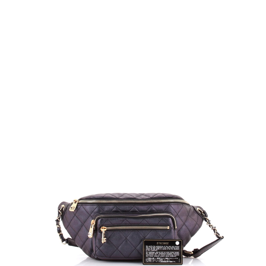 Chanel All About Waist Bag Quilted Iridescent Calfskin Medium: From the ateliers of Chanel, this is no ordinary handbag it's a marvel. Featuring the iconic Chanel All About Waist Bag Quilted Iridescent Calfskin Medium, its a testament to refined rebellion. The ri