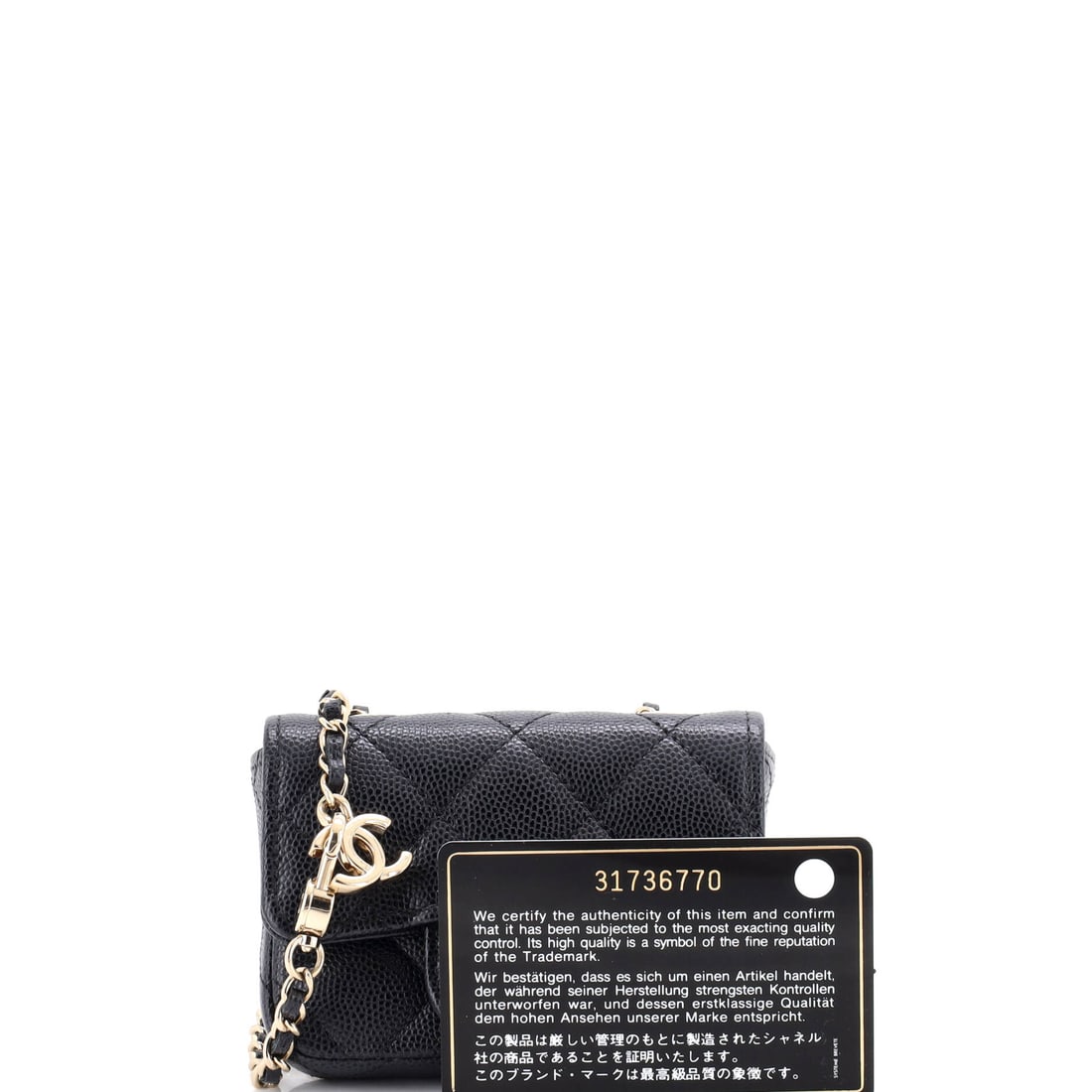 Chanel Classic Flap Chain Belt Bag Quilted Caviar Mini: A signature silhouette from Chanel, meticulously crafted to enchant collectors and connoisseurs alike. Featuring the iconic Chanel Classic Flap Chain Belt Bag Quilted Caviar Mini, its a testament to r