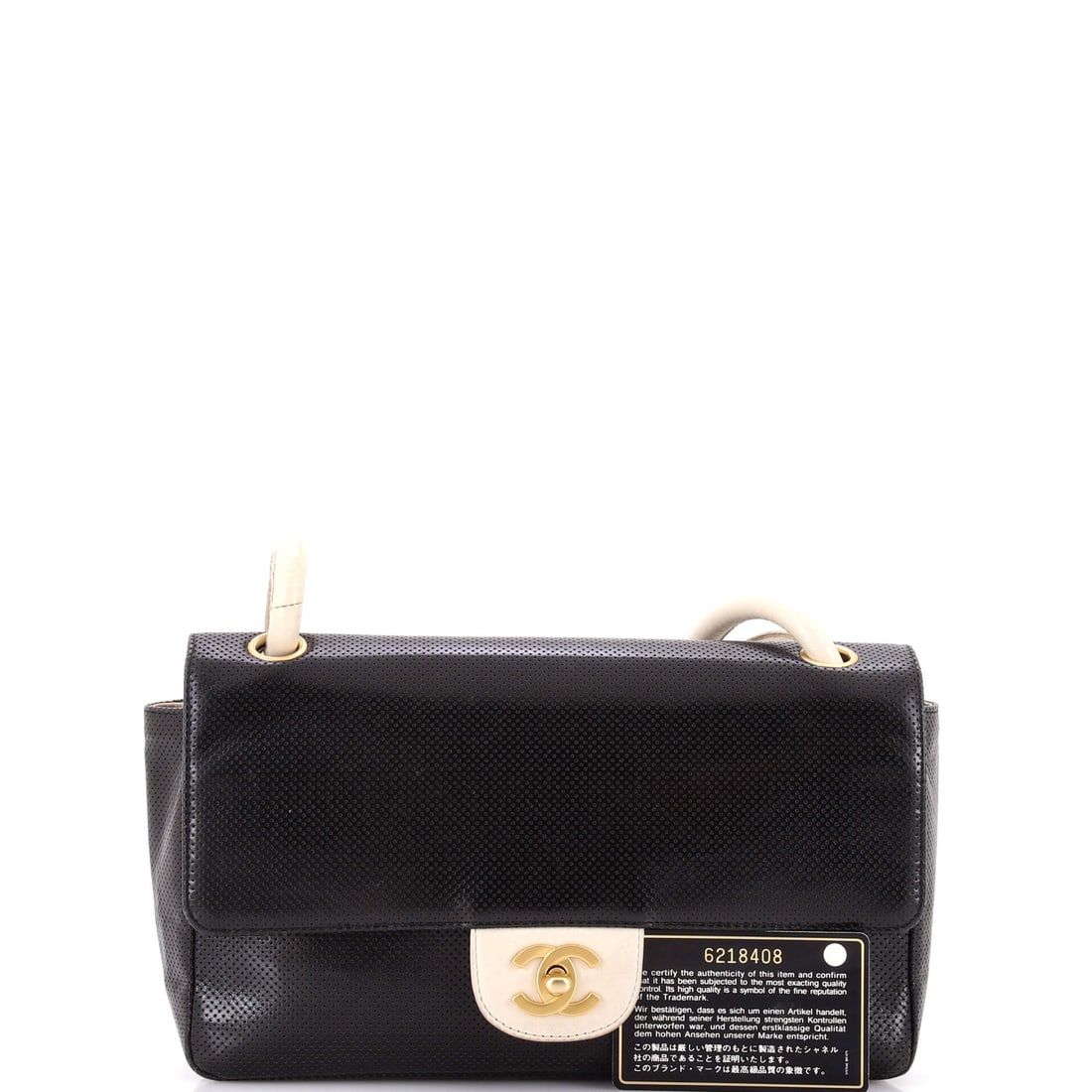 Chanel Vintage CC Flap Shoulder Bag Perforated Leather Medium: Masterfully designed by Chanel, this arm candy is pure editorial gold. Featuring the iconic Chanel Vintage CC Flap Shoulder Bag Perforated Leather Medium, its a testament to refined rebellion. The ric