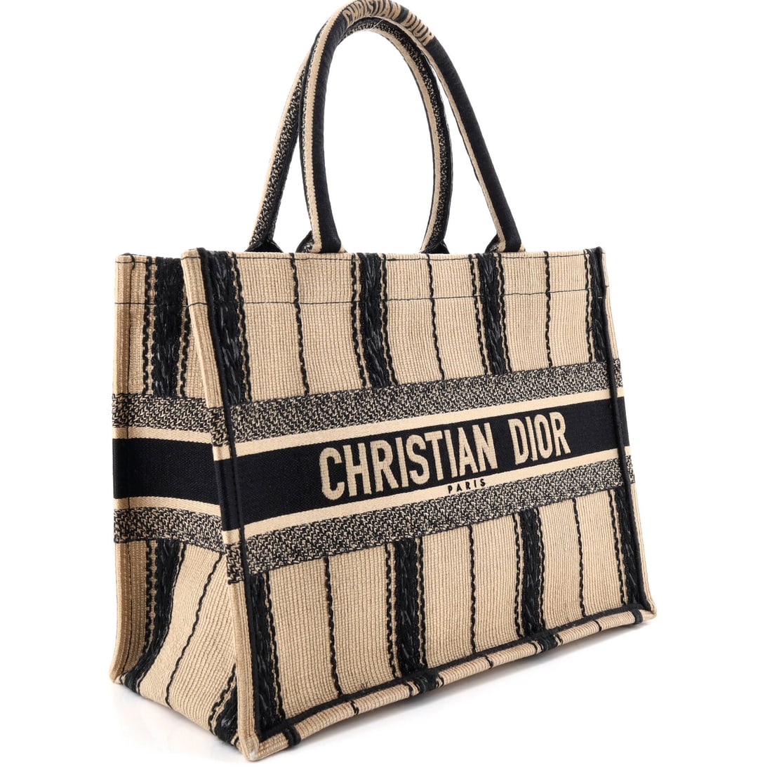 Christian Dior Book Tote Bayadere Stripe Embroidered Canvas Medium (1 of 6)