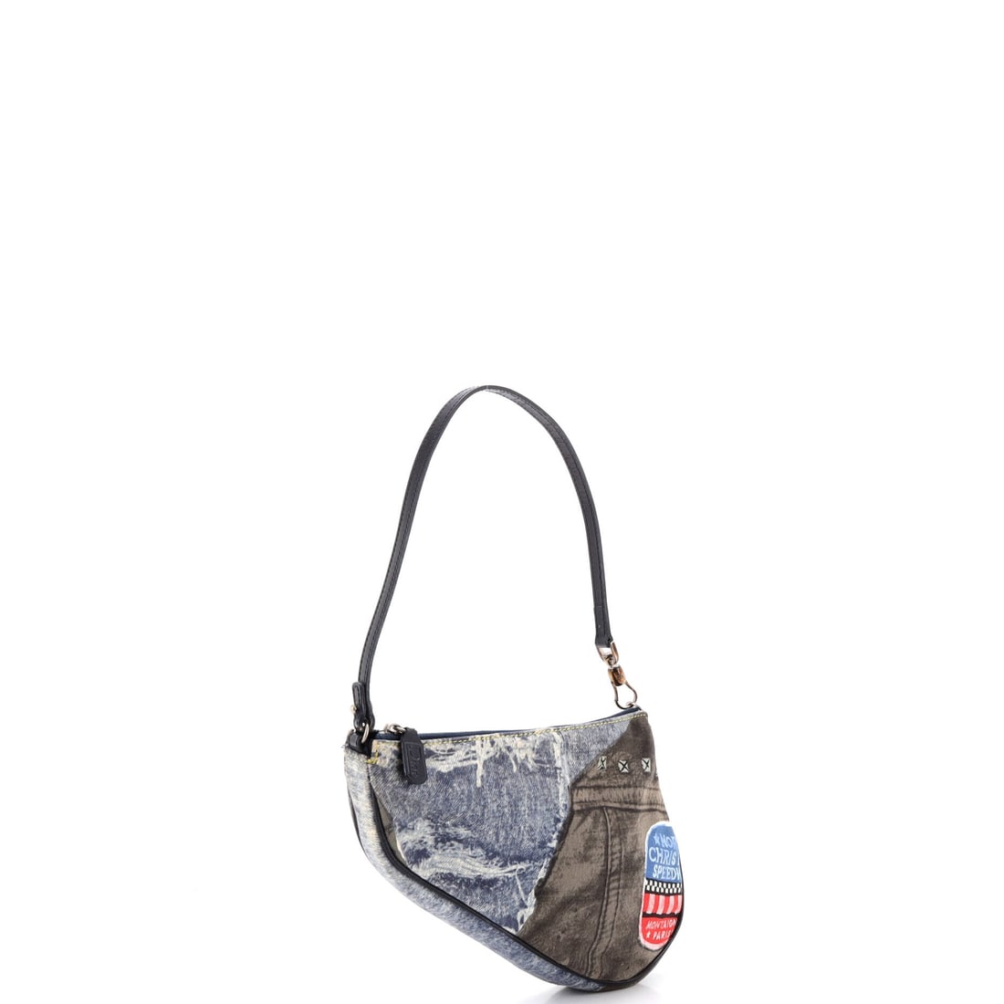 Christian Dior Vintage Saddle Bag Printed Denim Mini: Masterfully designed by Christian Dior, this arm candy is pure editorial gold. Featuring the iconic Christian Dior Vintage Saddle Bag Printed Denim Mini, its a testament to refined rebellion. The rich