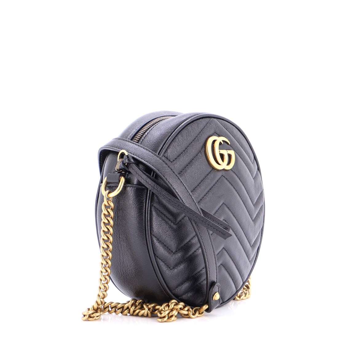 Gucci GG Marmont Round Shoulder Bag Matelasse Leather Mini: Masterfully designed by Gucci, this arm candy is pure editorial gold. Featuring the iconic Gucci GG Marmont Round Shoulder Bag Matelasse Leather Mini, its a testament to refined rebellion. The rich bl
