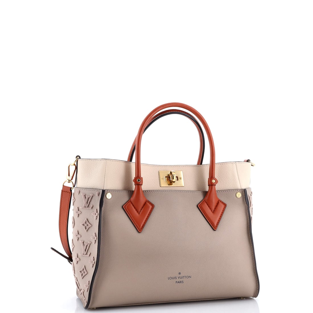 Louis Vuitton On My Side Tote Monogram Tuffetage Leather MM: Louis Vuitton delivers iconic form and fearless flair with this stunning creation. Featuring the iconic Louis Vuitton On My Side Tote Monogram Tuffetage Leather MM, its a testament to refined rebellio