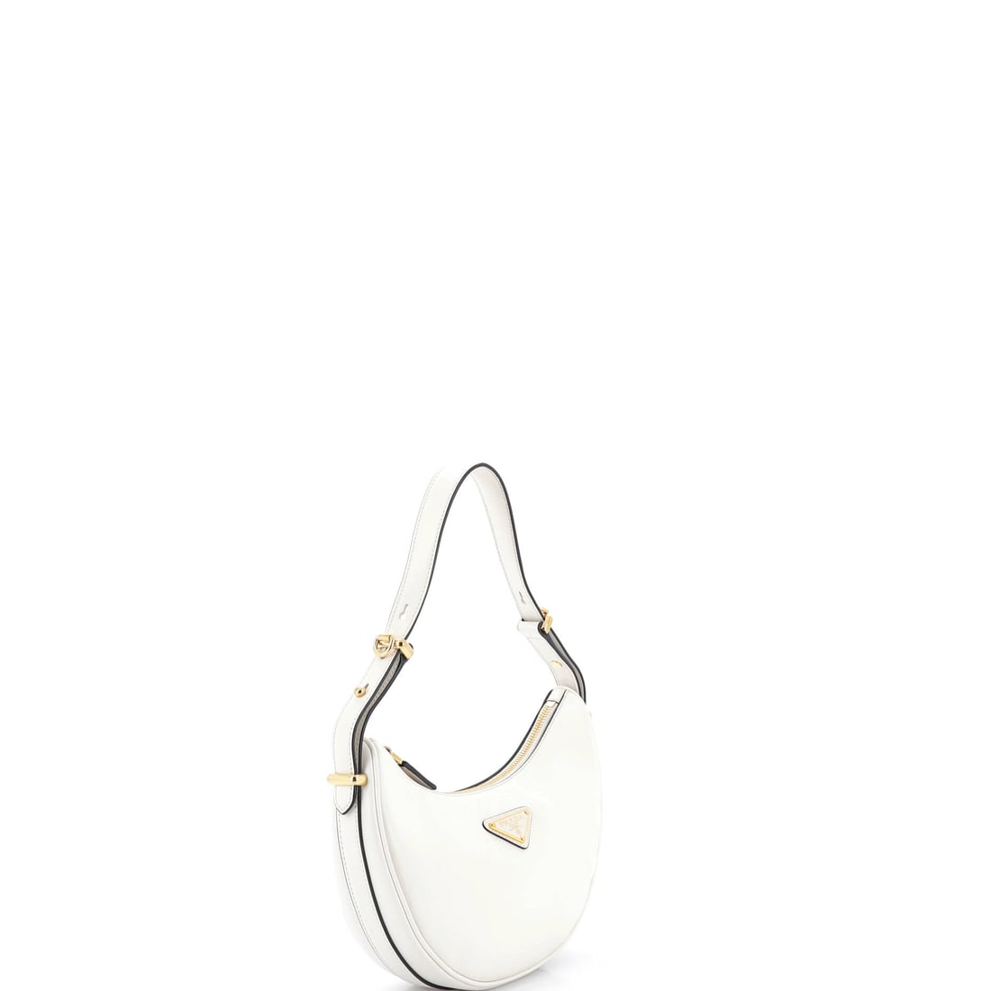 Prada Arque Half Moon Hobo Leather Small: From the ateliers of Prada, this is no ordinary handbag it's a marvel. Featuring the iconic Prada Arque Half Moon Hobo Leather Small, its a testament to refined rebellion. The rich white palette