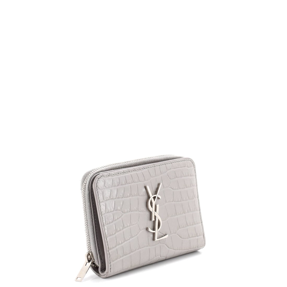 Saint Laurent Classic Monogram Zip Around Wallet Crocodile Embossed Leather Compact: From the ateliers of Saint Laurent, this is no ordinary handbag it's a marvel. Featuring the iconic Saint Laurent Classic Monogram Zip Around Wallet Crocodile Embossed Leather Compact, its a testament